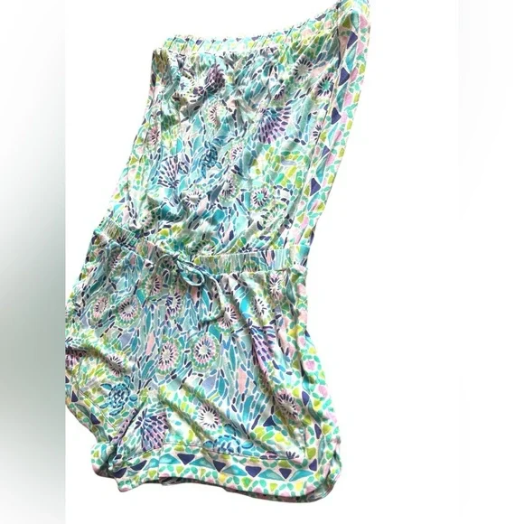 Lilly Pulitzer Rikki Romper Floral Blue Green Sz M - Picture 3 of 7